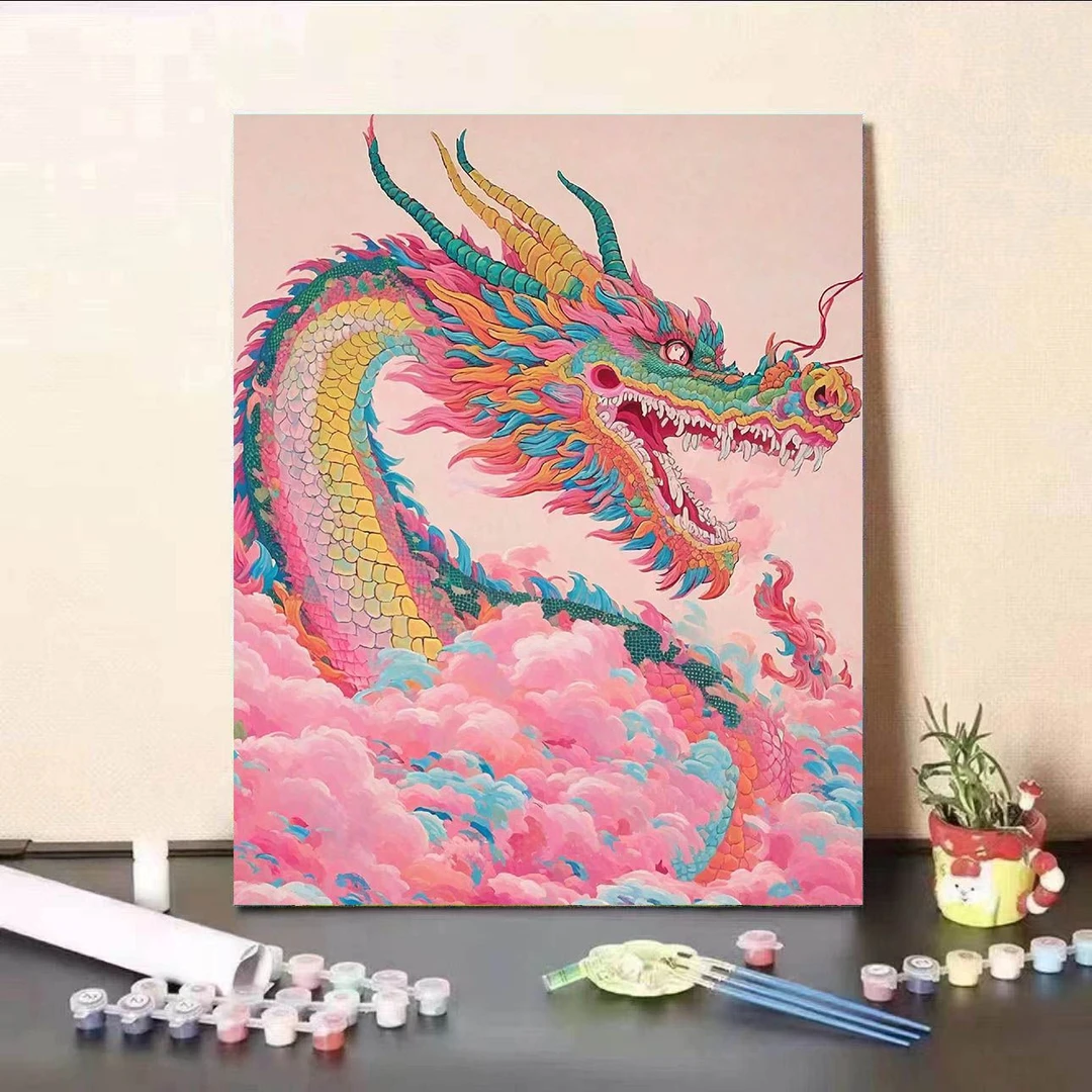 吉祥龙年行好运数字油画diy手工填色治愈爆款闺蜜生日礼物高颜值