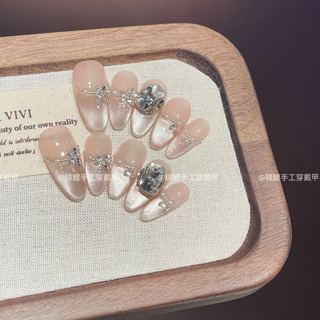 【白露】 裸色珍珠合金链条碎钻小花堆堆方钻 锦鲤穿戴甲