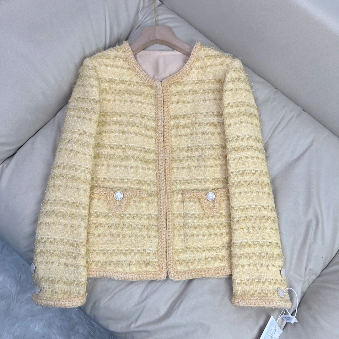 【黄玫瑰】黄色小香风外套 70328