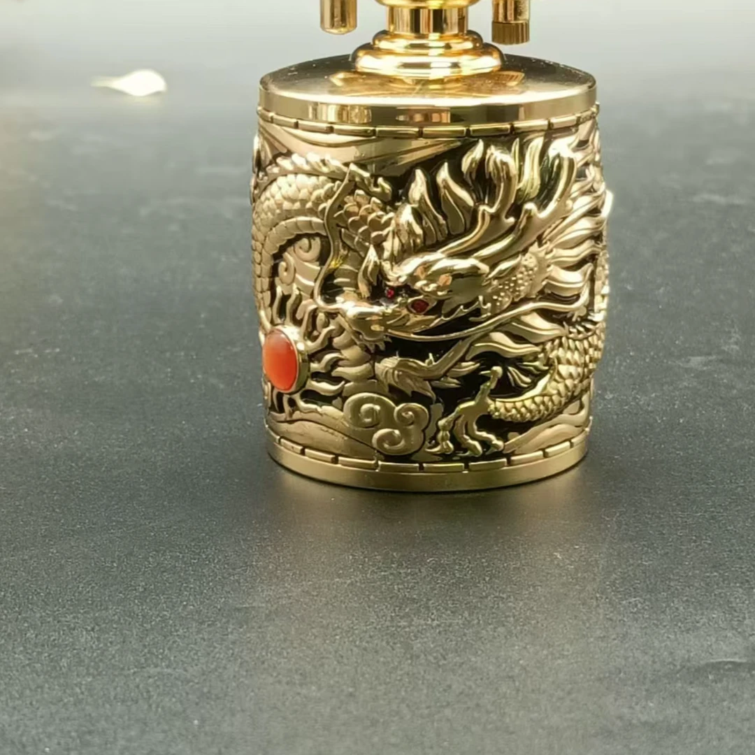 浮雕祥龙皮质台式摆件打火机立体精致创意高档大地雷