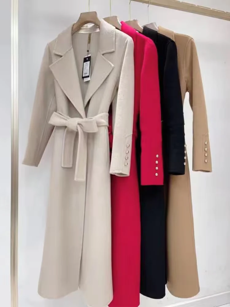 秋冬新款长款高端气质双面呢羊毛大衣时尚外套呢大衣女羊毛大衣