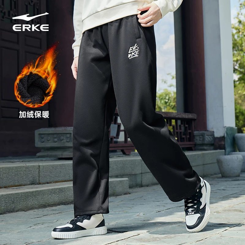 鸿星尔克女加厚秋冬保暖针织长裤国潮休闲加厚绒卫裤52222401056