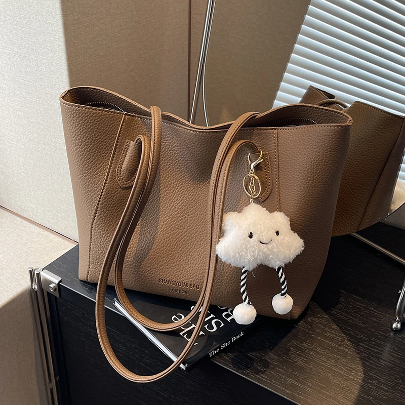 仙茉包包女2025新款包包托特包高级感小众单肩包时尚百搭通勤大包