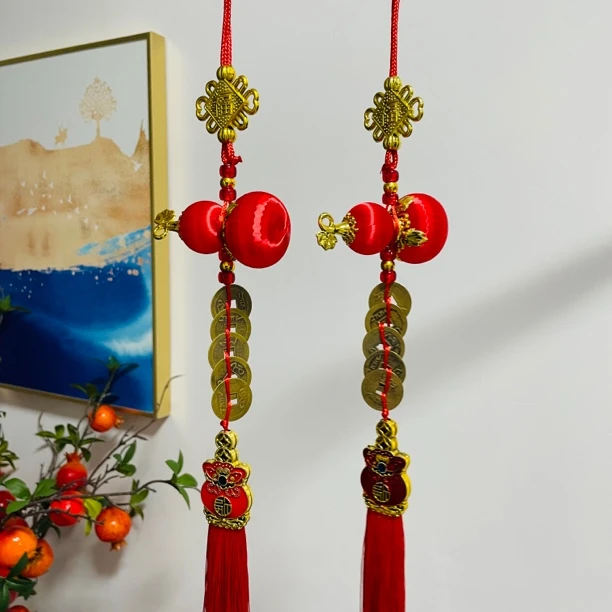 丝光球葫芦挂五帝钱挂件