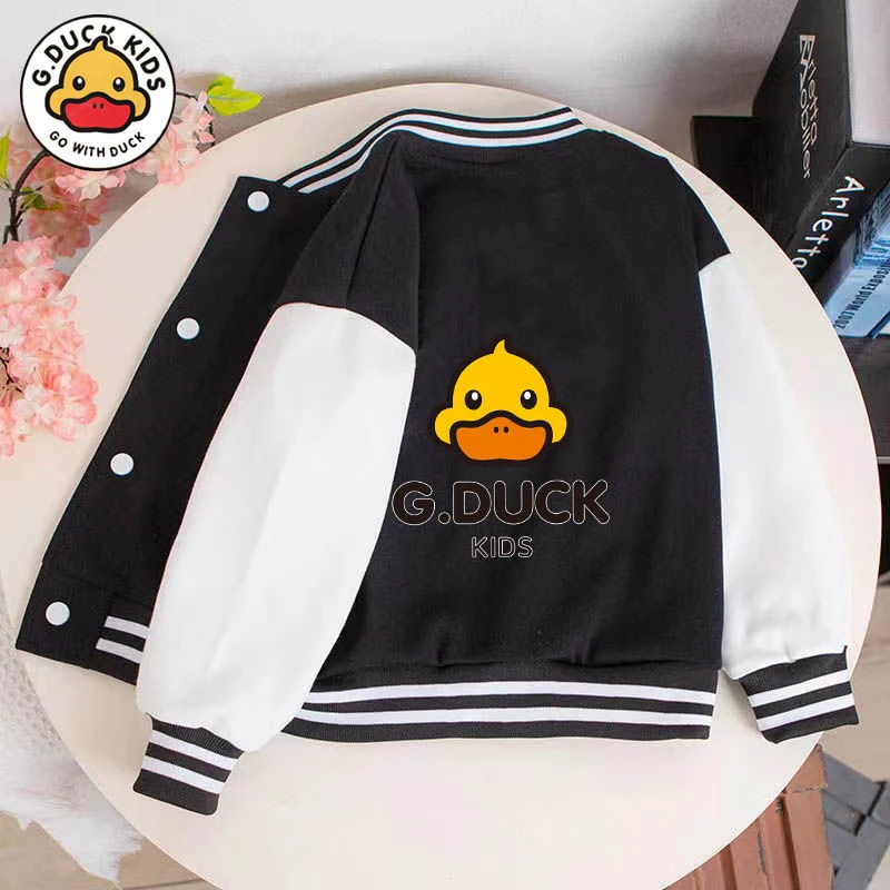 小黄鸭女童棒球服外套春秋季新款中大童运动服学院风儿童爆款上衣