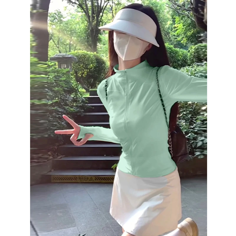薄荷绿修身立领2025新款防晒衣女夏季防晒服夏天出行外套薄款上衣