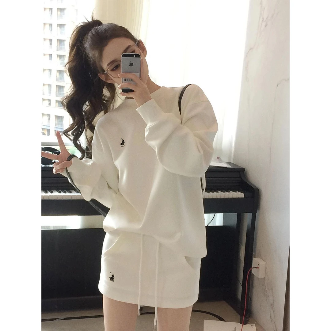 小马标套装女新款春秋穿搭一整套卫衣半身裙运动风显瘦减龄两件套