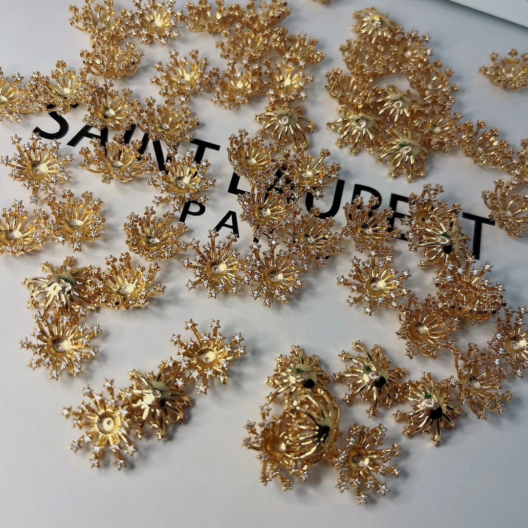 纯铜电泳保色漫天星花心带钻超酷花蕊古风发簪材料diy饰品配件