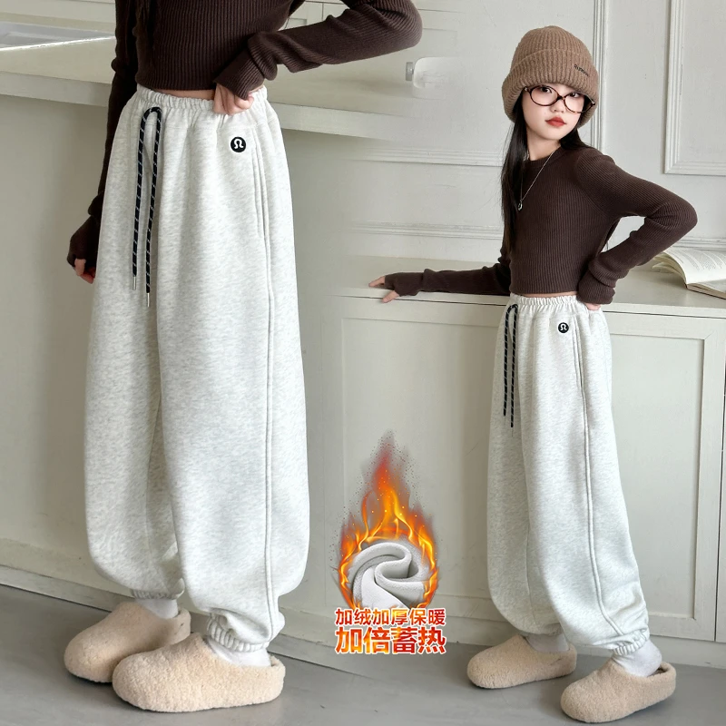 女童裤子加绒束脚卫裤春秋冬季新款洋气中大儿童小女孩外穿休闲裤