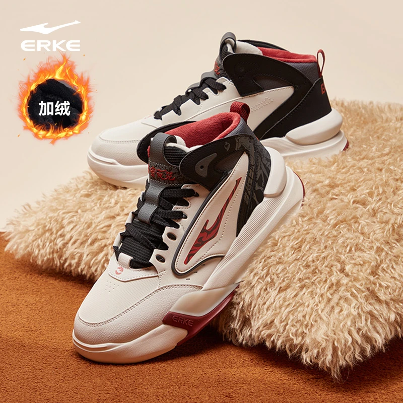 唐宫夜苑3加棉丨鸿星尔克女子复古国潮高帮板鞋加厚休闲运动鞋