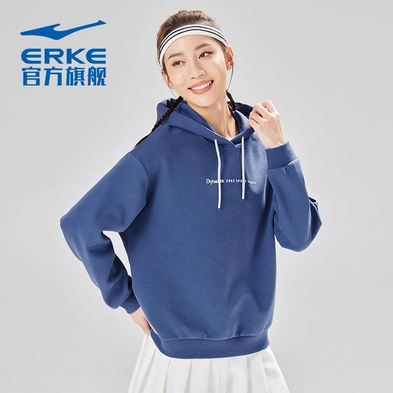 鸿星尔克女子连帽运动休闲卫衣百搭时尚潮流长袖衫92222302020