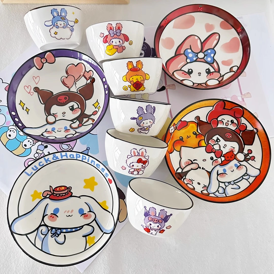 【三宅家居】三丽鸥陶瓷餐具库洛米玉桂狗HelloKitty儿童可爱饭碗