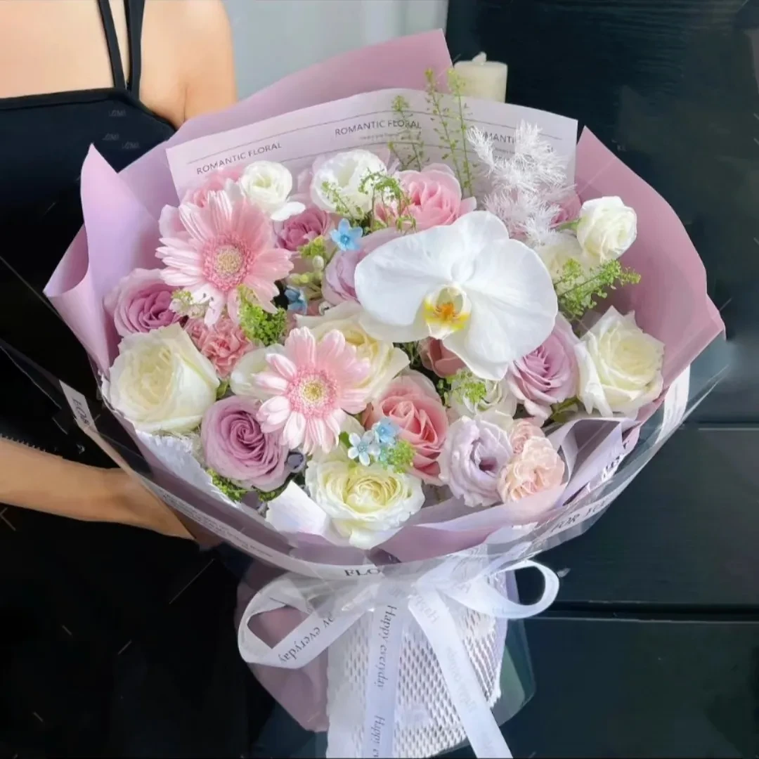 紫霄/紫玫瑰蝴蝶兰白玫瑰粉玫瑰混搭鲜花花束花店送花上门生日鲜花礼物送女朋友送闺蜜老婆