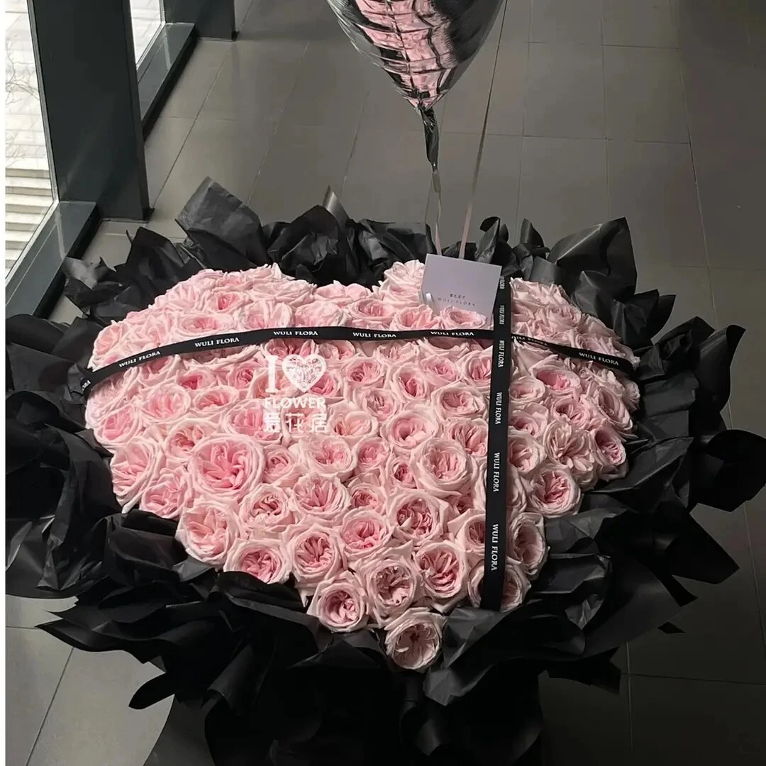 【告白气球❤99朵粉玫瑰】大型心型鲜花花束送女友闺蜜鲜花