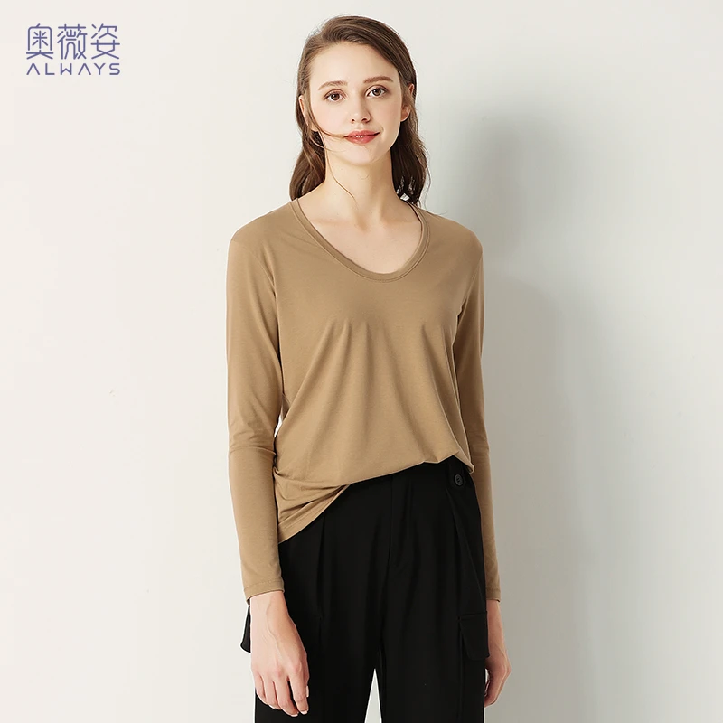 【晓晓严选】女士超薄德绒舌头领打底衫KA3239