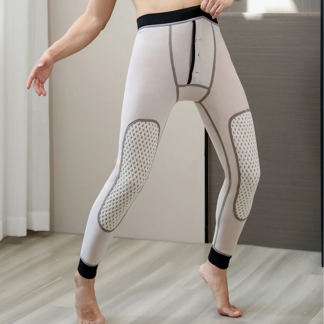 男士加绒护膝按摩颗粒贴片冬季款高腰内穿保暖裤加厚亲肤棉裤450g