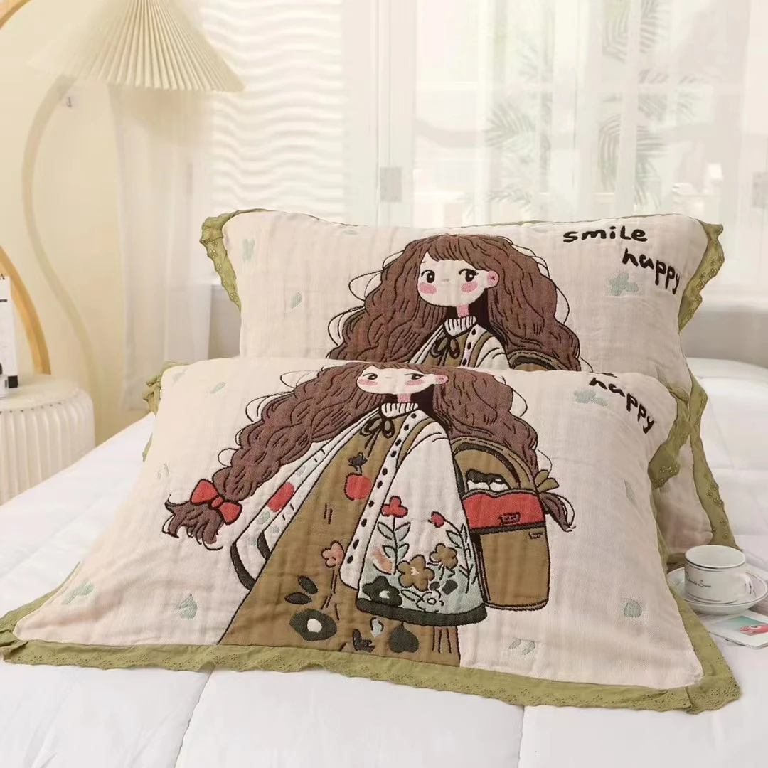 Syn枕巾52*78蕾丝花边卡通简约可爱泡芙柔软亲肤吸汗