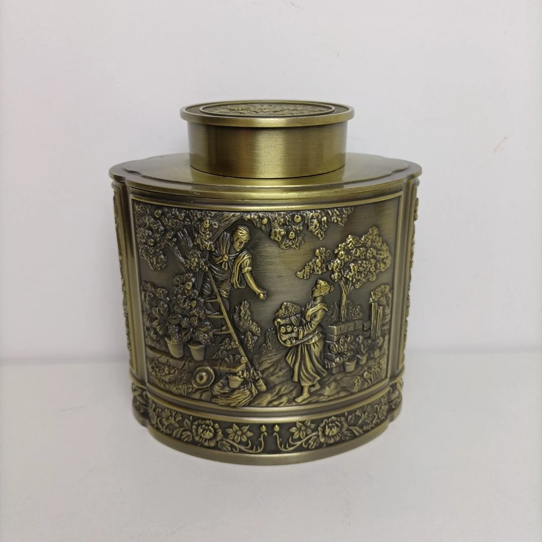 滇铜工艺坊  茶叶罐 欧式田园风格 家用多用 密封罐