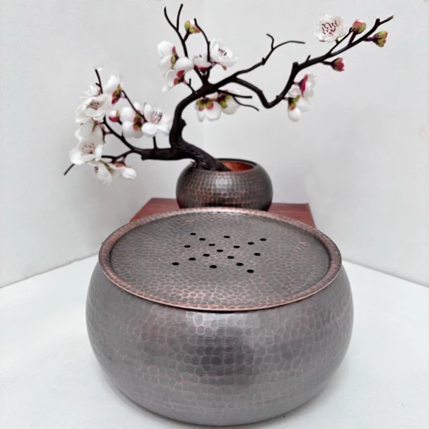 铜茶洗纯铜大号茶盂水盂带盖建水壶承干泡台茶盘手工茶具零配