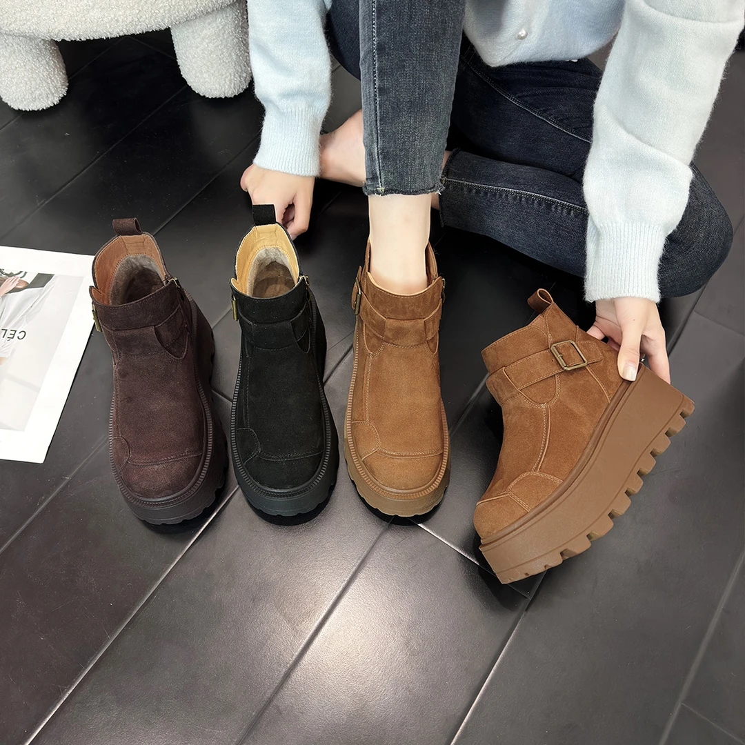 千之恋现货增高7CM2025秋冬新款休闲时尚百搭高级感厚底女鞋5205