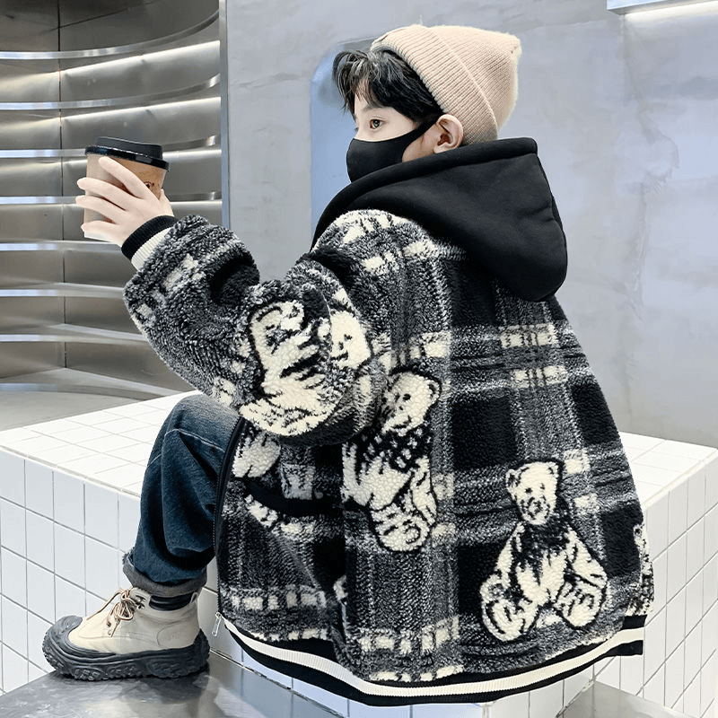 子涵童装D男童冬装加绒外套2024新款大儿童冬季加厚派克服棉衣洋