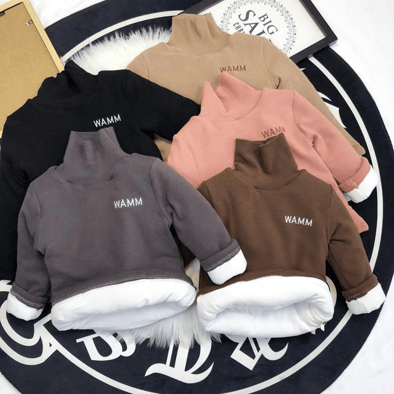 子涵童装D男女童冬季防寒三层加厚保暖打底衫中大小童高领夹棉加