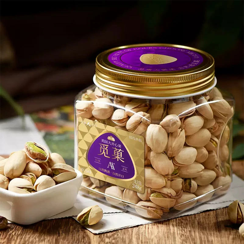 觅菓美国大开心果AA+大颗粒新货无漂白原味248g罐装