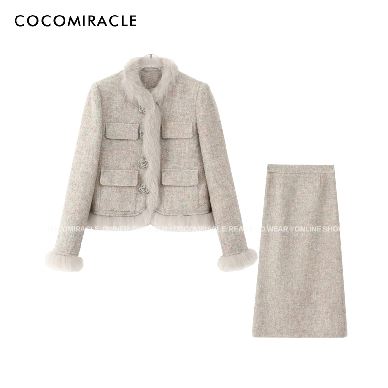 董小姐【粉雾玫瑰】白鸭绒小香时尚套装W38TZ3576-2