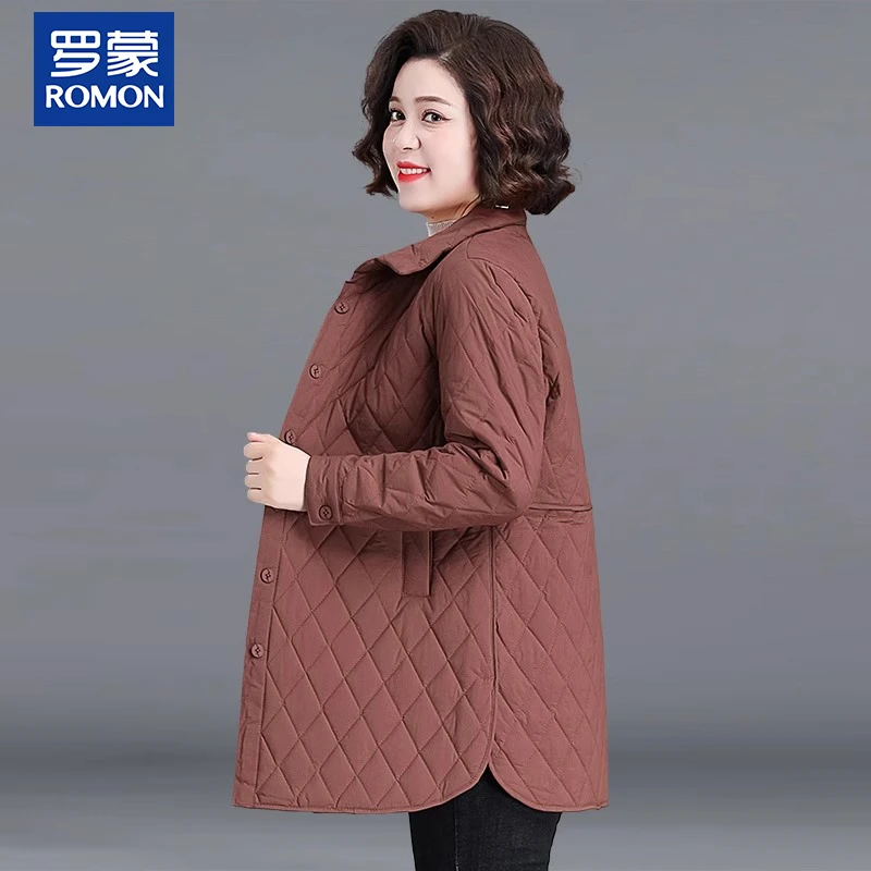 罗蒙妈妈装秋季轻薄棉衣洋气中年妇女秋冬外套中老年人保暖棉服