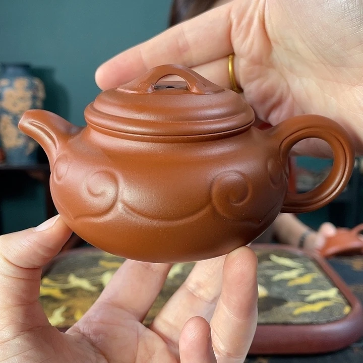 紫砂茶壶朱泥仿古如意200cc