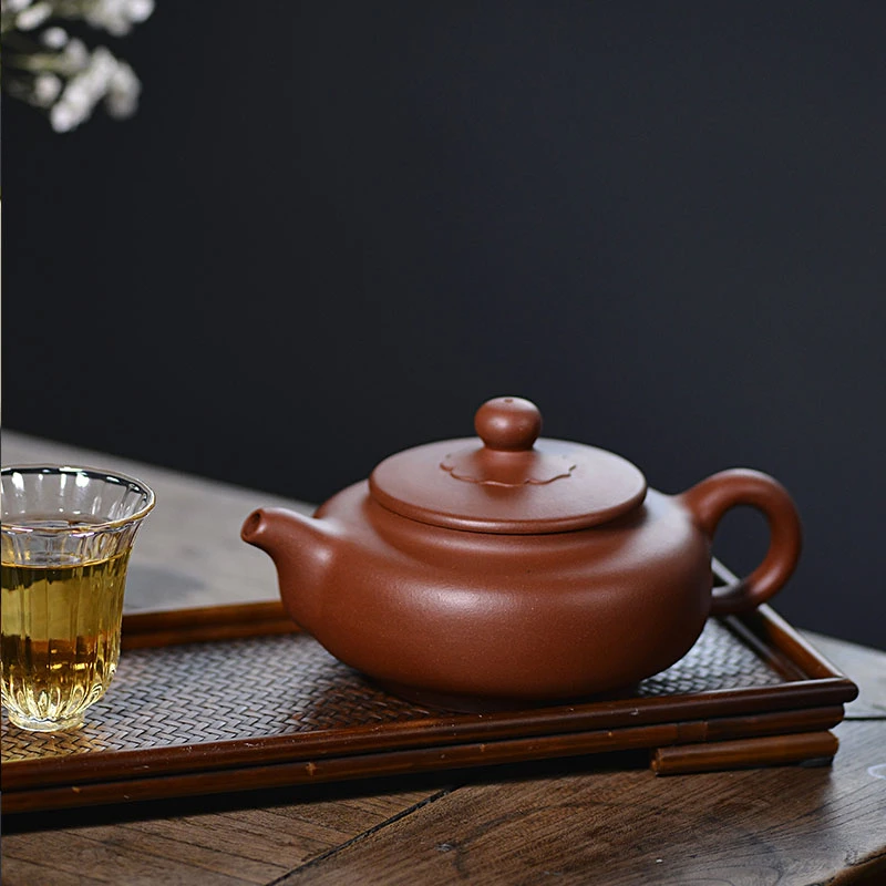宜兴原矿清水泥手工制作 扁玉壶 紫砂壶泡茶壶320cc