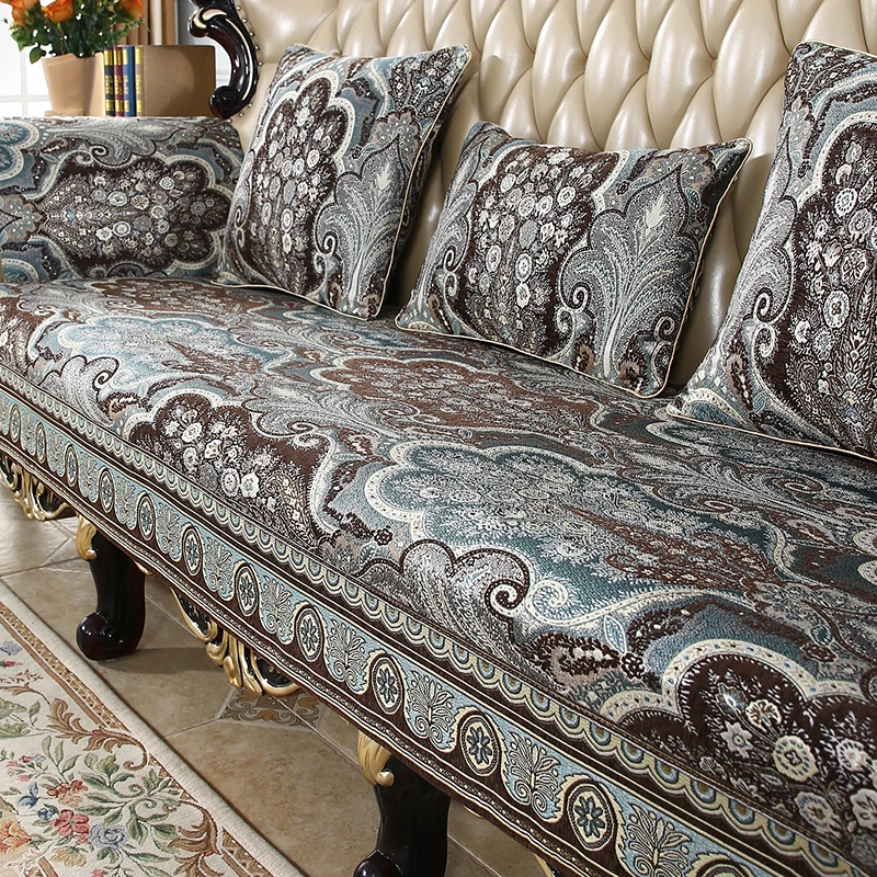 新品欧式沙发垫高端四季通用高档奢华美式沙发套罩防滑皮真皮坐垫