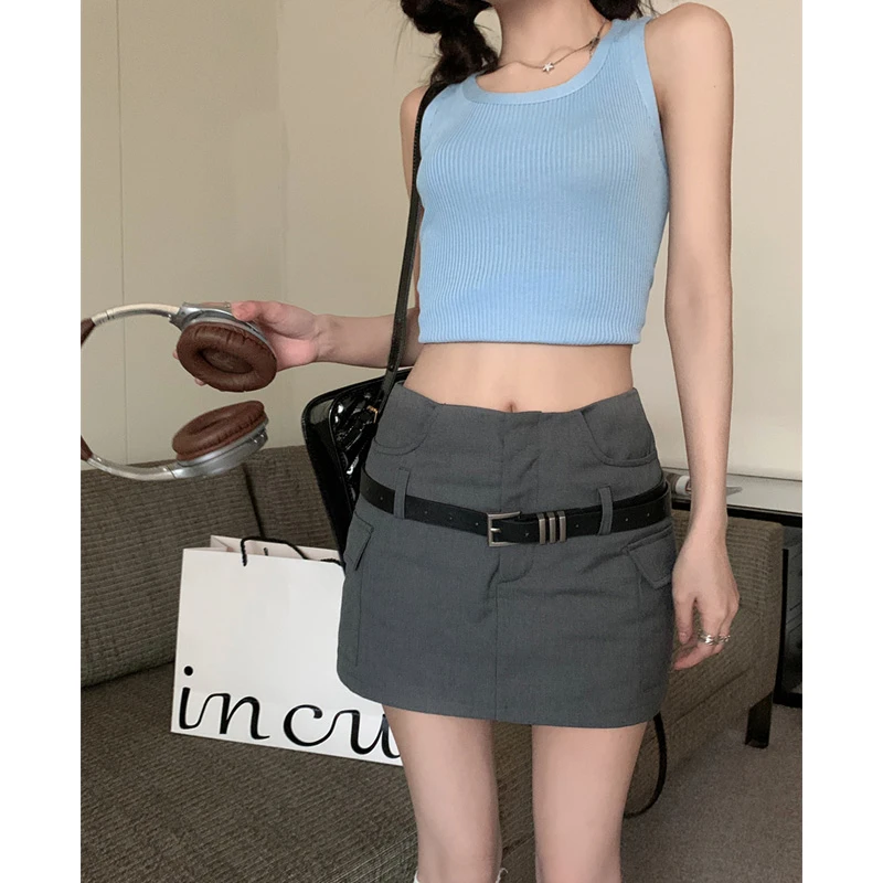 双面女神辣妹高腰半身裙女夏季包臀短裙a字半裙ins设计感小众裙子