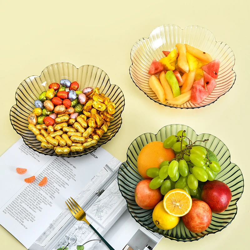 北杉圆形花瓣果盘网红轻奢INS风糖果盘现代简约零食托盘干果盘