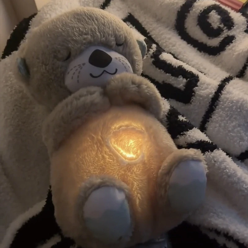 宝宝儿童毛绒玩偶会呼吸的水獭安抚玩具小水懒公仔布娃娃生日礼物