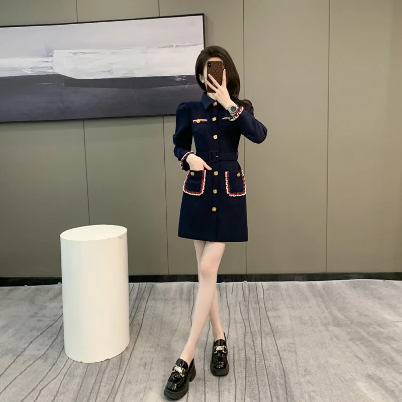 小香风连衣裙女装2024年新款法式高级设计感小众气质收腰显瘦裙子