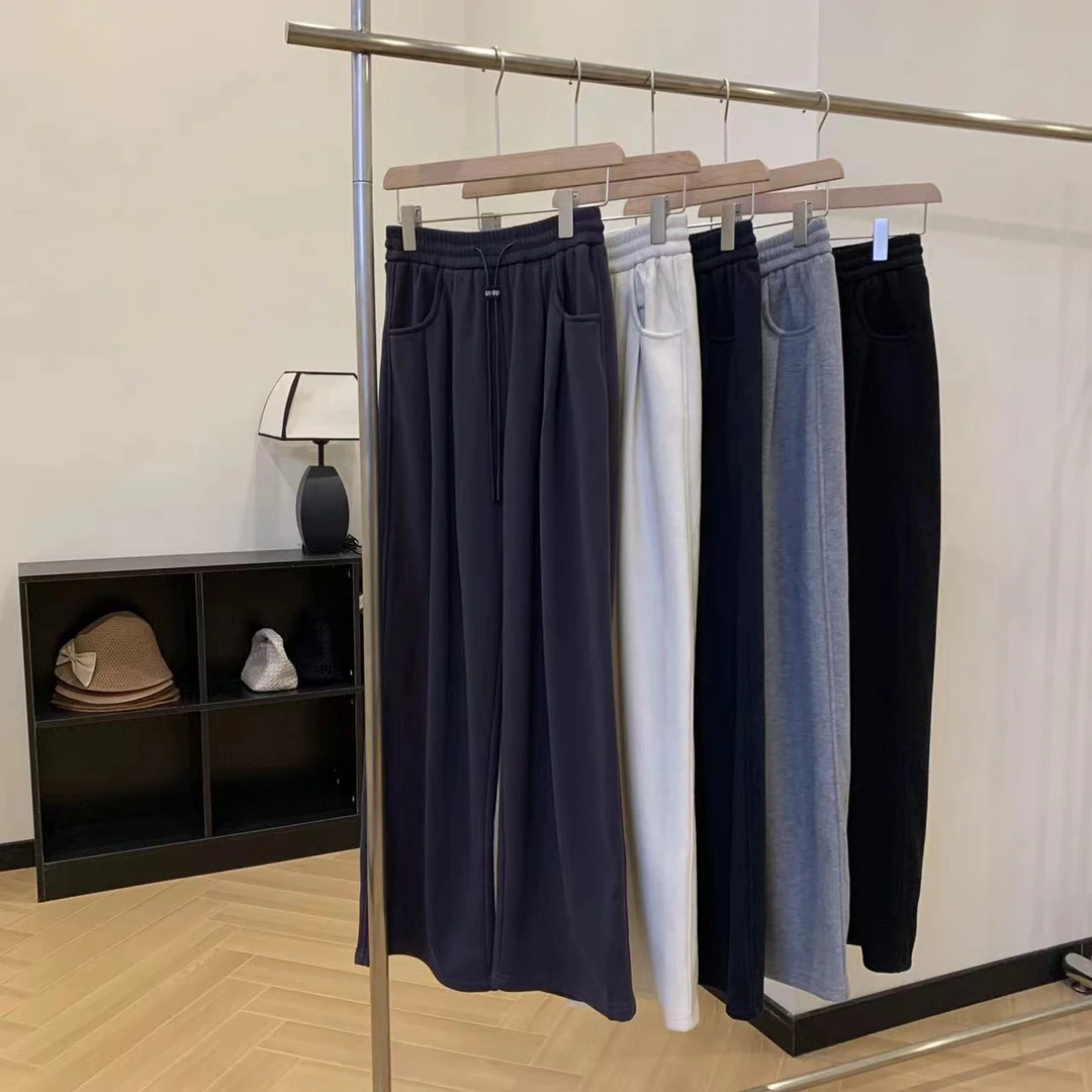 素心轻奢  2024秋季新款高腰垂感加绒窄版阔腿裤12563
