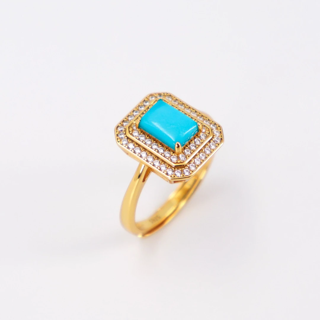 美松S925银镶嵌戒指5*7mmTBY8354时尚银戒轻奢气质简约经典