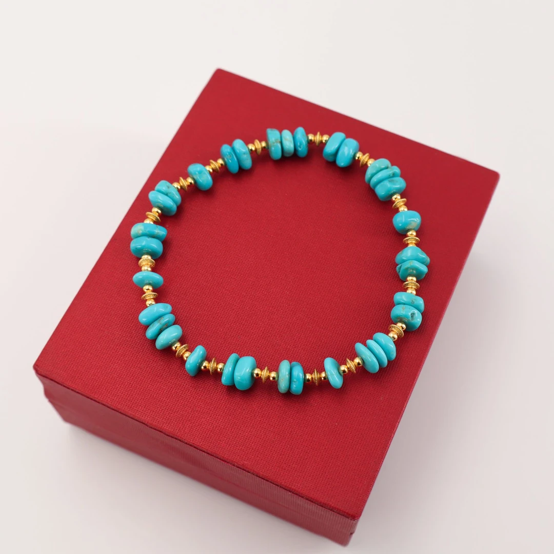 [星望珠宝]美松随形银手链5-6mmTMBS12手工蓝色时尚百搭民族风