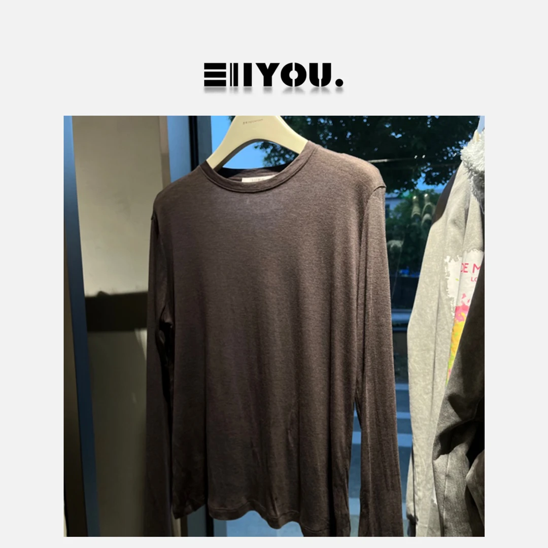 【ENYOU定制】丝羊毛棕灰色薄T长袖