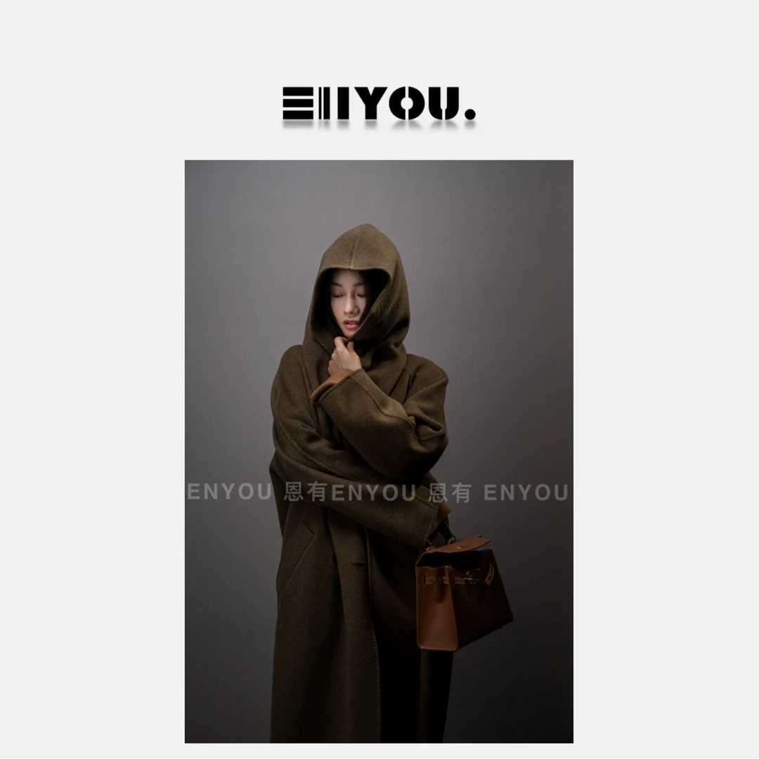 【ENYOU定制】精选baby山羊绒 连帽大衣