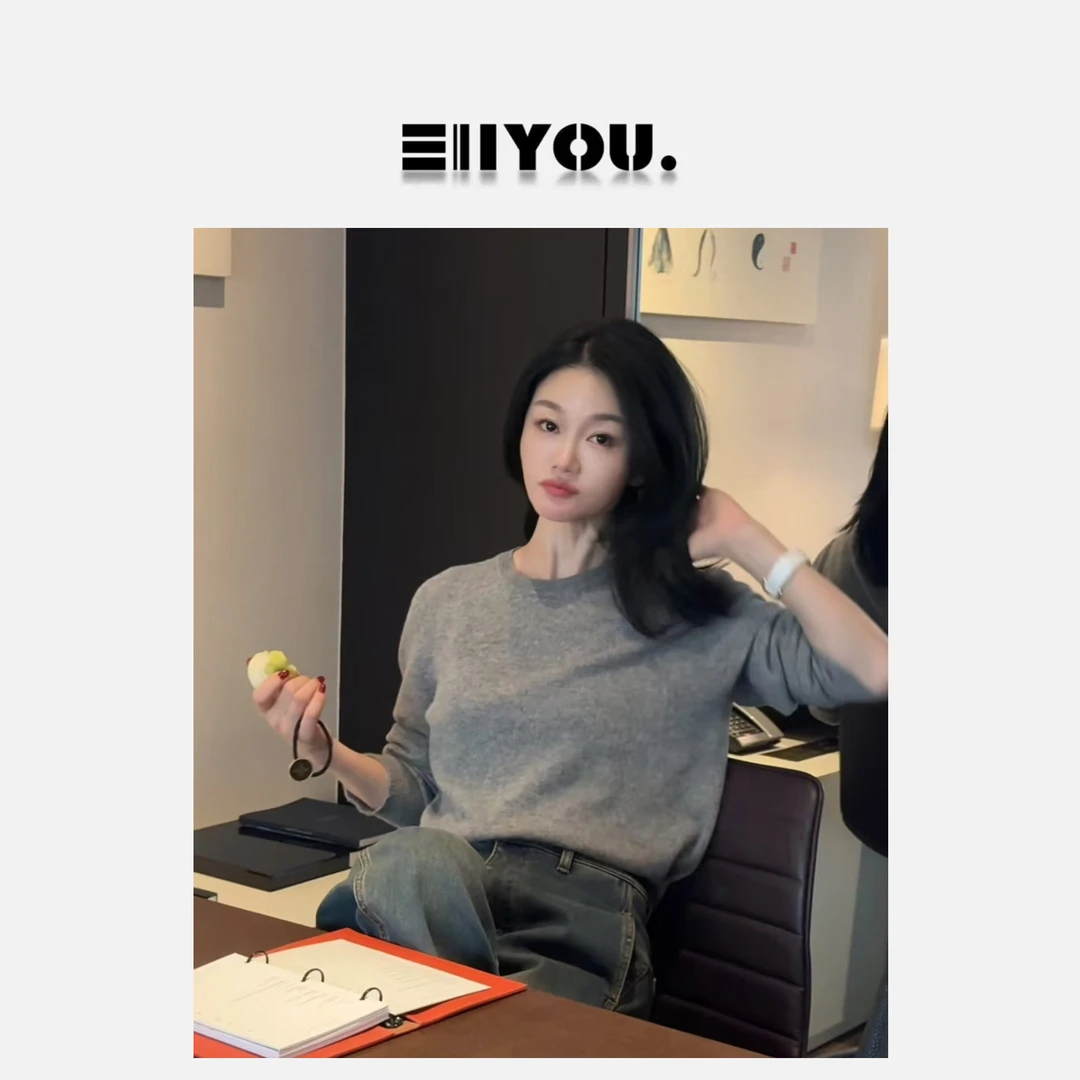 【ENYOU定制】高级灰 圆领康赛妮羊绒衫