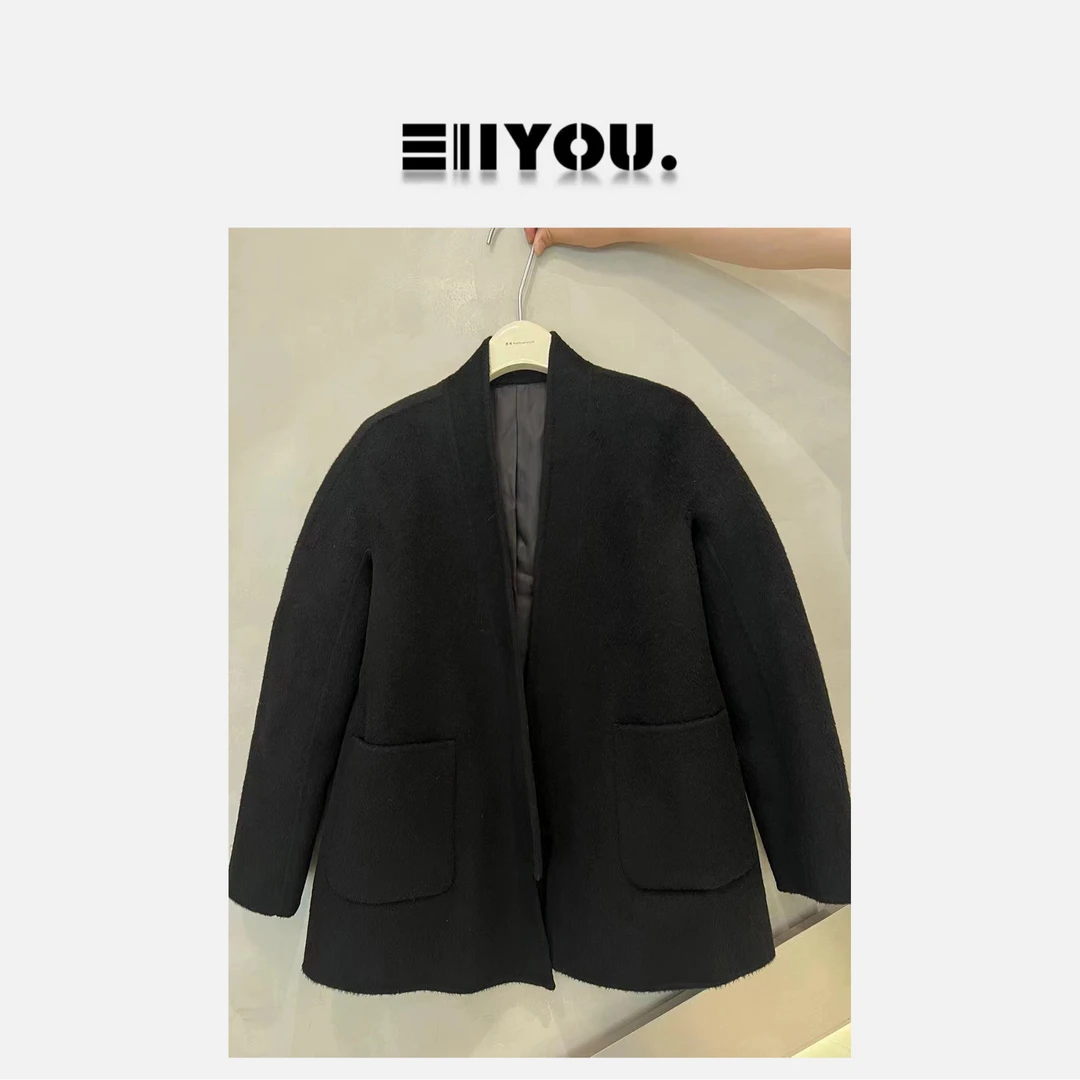 【ENYOU定制】黑色中短款大衣外套