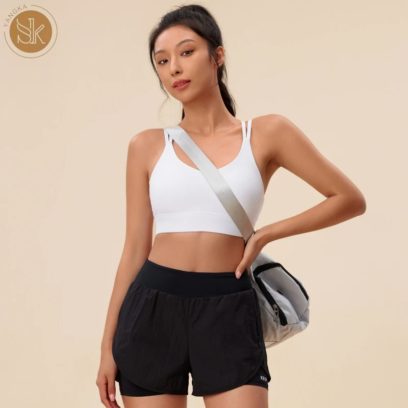 氧咔薄款裸感跑步健身运动内衣无钢圈紧身性感聚拢细带美背女外穿