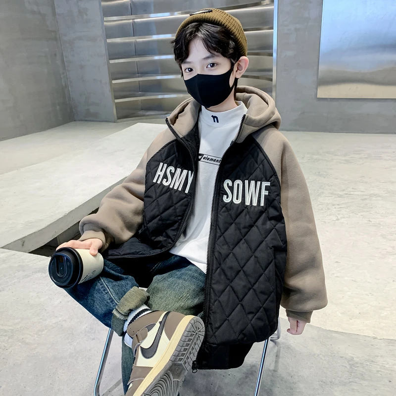 男童夹棉加厚外套棒球服秋冬装中大童时髦帅气冬季儿童棉服男孩潮