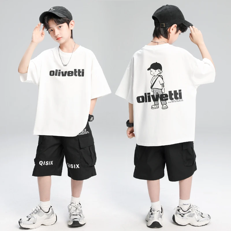 儿童短袖套装童装男童洋气夏季夏装ol中大童运动时尚休闲炸街帅气