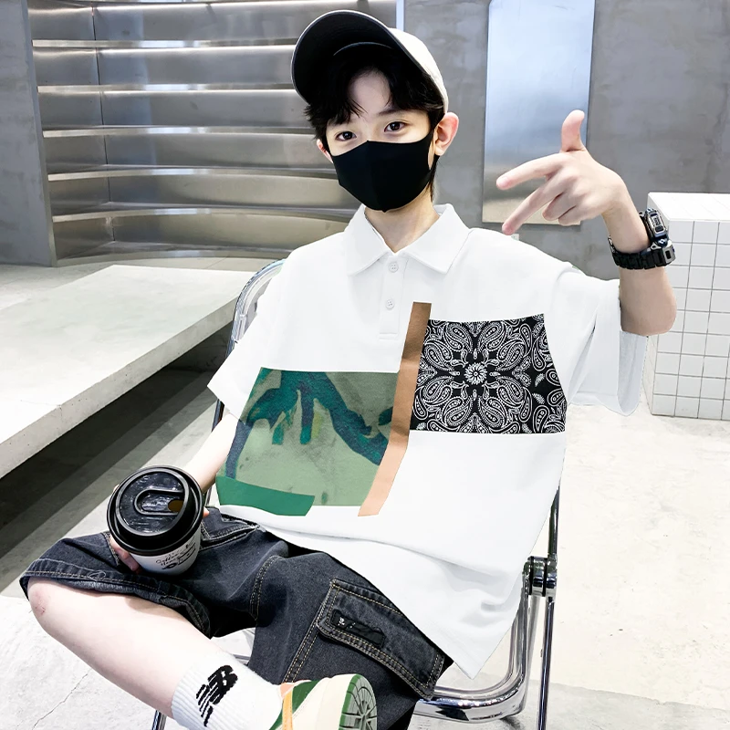 男童短袖polo衫夏装纯棉薄款新款中大童6-12岁时尚洋气儿童男孩潮