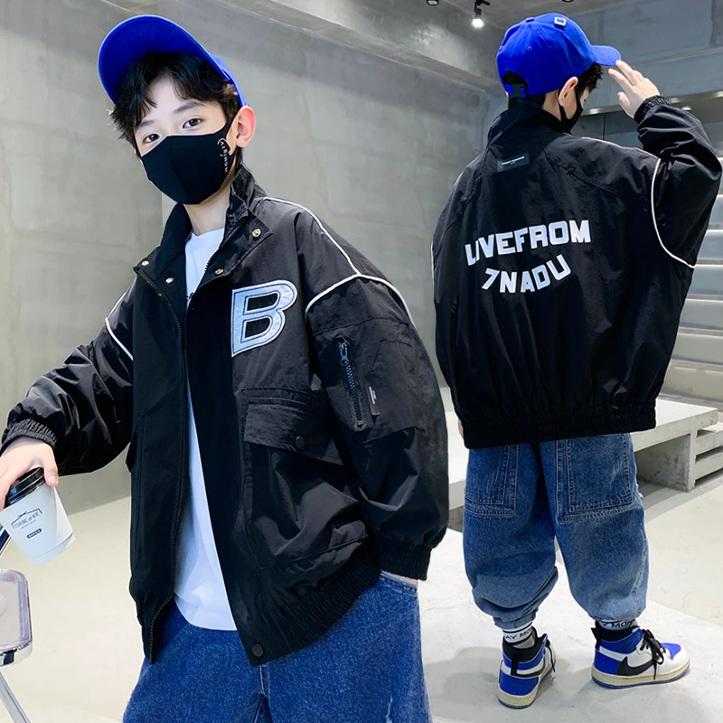 男童秋装外套洋气短款夹克5-15岁中大童春秋季帅气春季衣服男孩潮