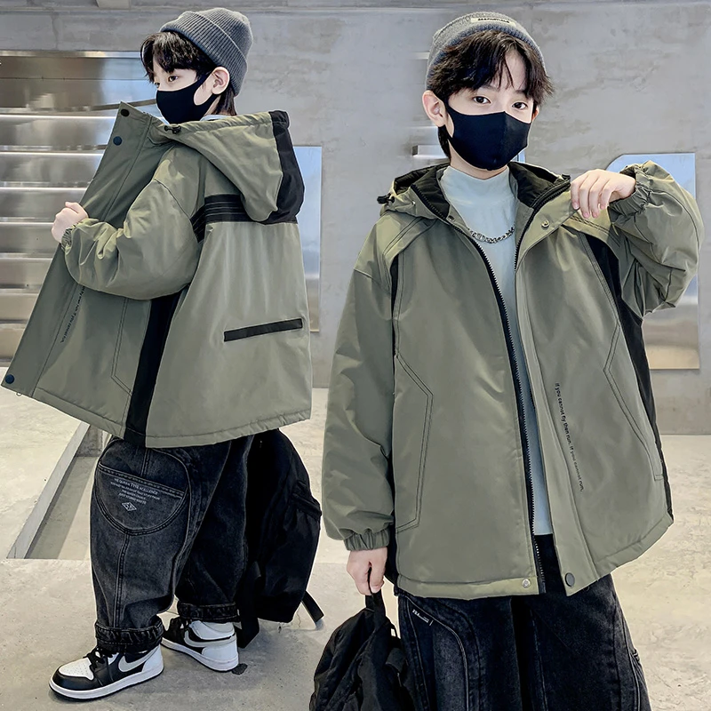 男童夹棉加厚外套秋冬装中大童韩版帅气炸街痞帅派克服儿童上衣潮