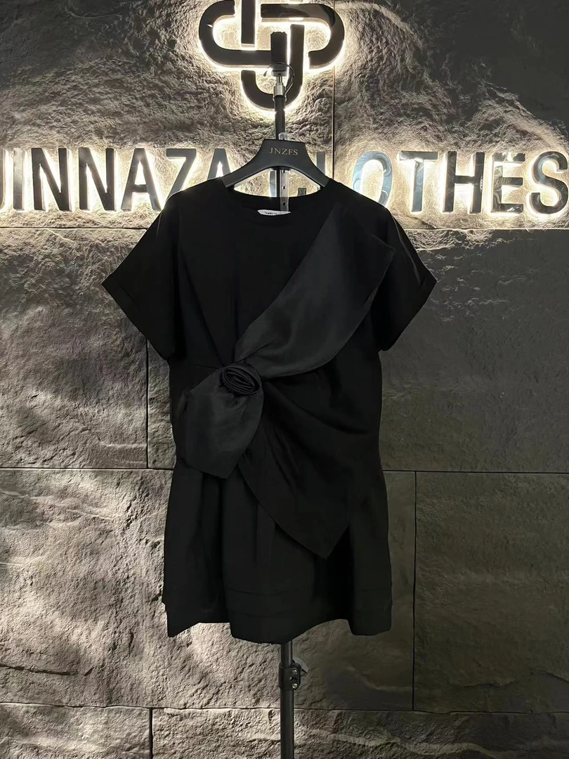 【原创设计师款女装】2024新款立体玫瑰蝴蝶结上衣+半身裙套装4573